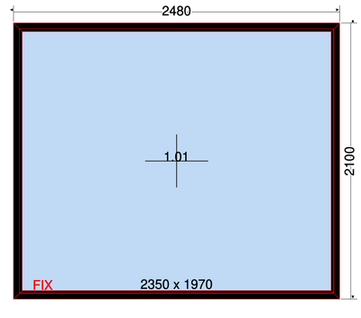 Finestra fissa nera - 2480x2100 mm