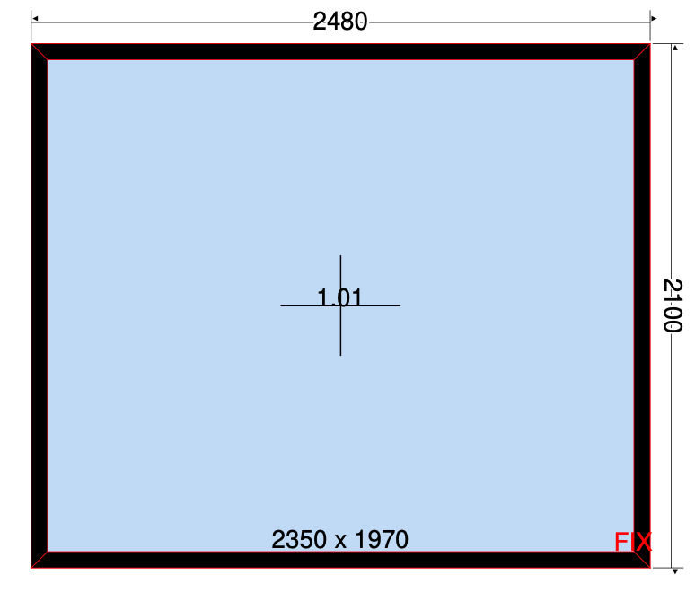 Vast raam zwart - 2480x2100 mm