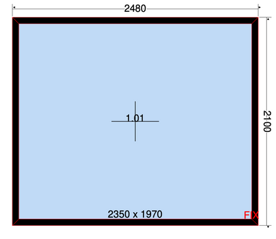 Vast raam zwart - 2480x2100 mm